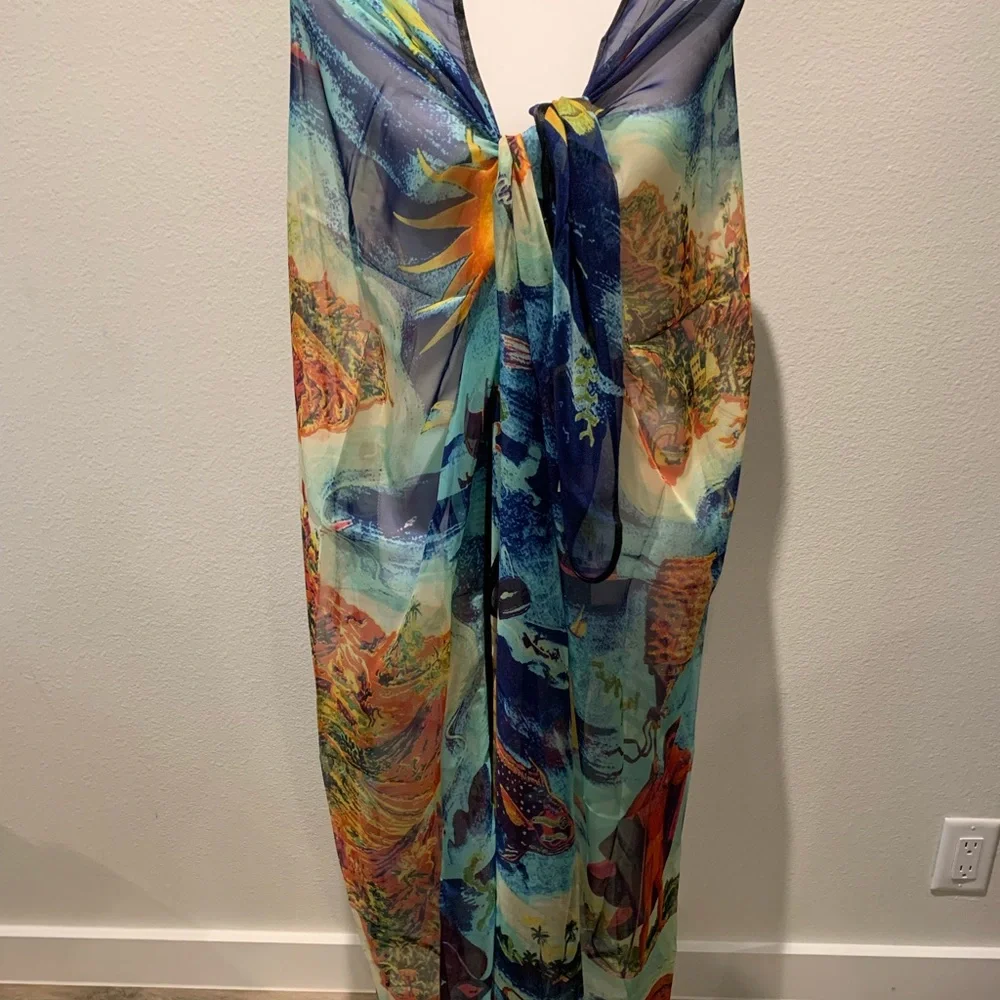 COPY -RARE BOHO Hawaiian Map Chiffon Sarong - Picture 8 of 8